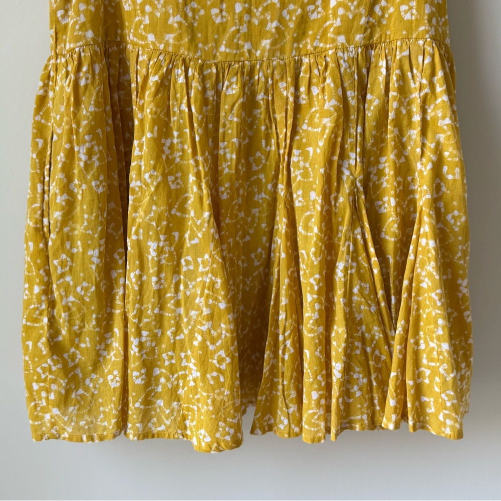 Cleobella Yellow Gold Zia Organic Cotton Size Medium Pattern Short Sleeve Dress - Picture 15 of 16